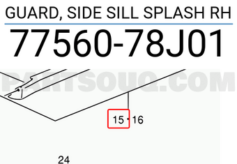 Suzuki 7756078J01 GUARD, SIDE SILL SPLASH RH