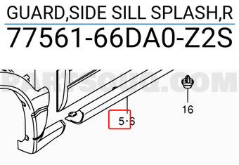 Suzuki 7756166DA0Z2S GUARD,SIDE SILL SPLASH,R