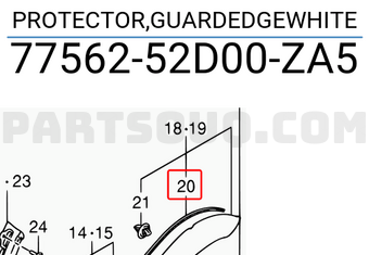Suzuki 7756252D00ZA5 PROTECTOR,GUARDEDGEWHITE
