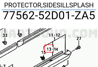 Suzuki 7756252D01ZA5 PROTECTOR,SIDESILLSPLASH