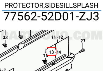 Suzuki 7756252D01ZJ3 PROTECTOR,SIDESILLSPLASH