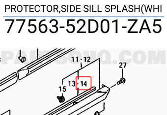 Suzuki 7756352D01ZA5 PROTECTOR,SIDE SILL SPLASH(WHI