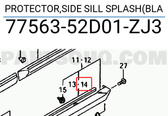 Suzuki 7756352D01ZJ3 PROTECTOR,SIDE SILL SPLASH(BLA