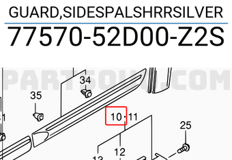 Suzuki 7757052D00Z2S GUARD,SIDESPALSHRRSILVER