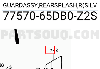 Suzuki 7757065DB0Z2S GUARDASSY,REARSPLASH,R(SILV