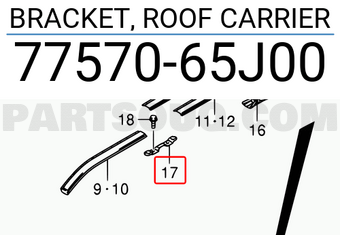 Suzuki 7757065J00 BRACKET, ROOF CARRIER