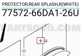 Suzuki 7757266DA126U PROTECTOR,REAR SPLASH,R(WHITE)