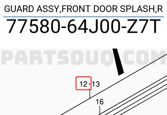 Suzuki 7758064J00Z7T GUARD ASSY,FRONT DOOR SPLASH,R