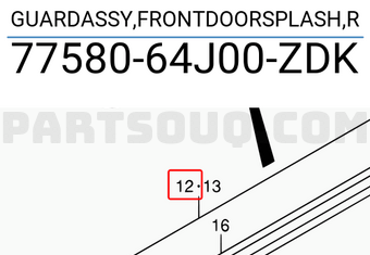 Suzuki 7758064J00ZDK GUARDASSY,FRONTDOORSPLASH,R