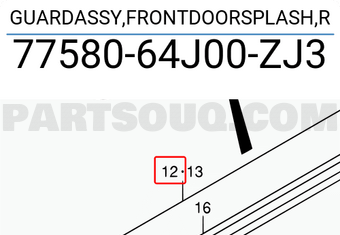 Suzuki 7758064J00ZJ3 GUARDASSY,FRONTDOORSPLASH,R