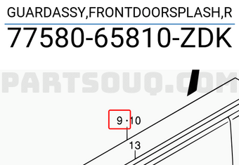 Suzuki 7758065810ZDK GUARDASSY,FRONTDOORSPLASH,R
