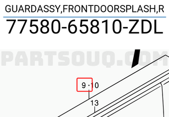 Suzuki 7758065810ZDL GUARDASSY,FRONTDOORSPLASH,R