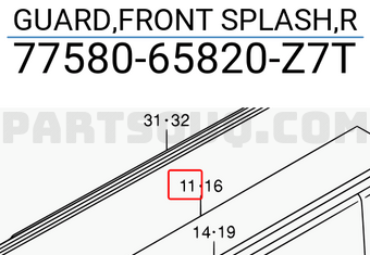 Suzuki 7758065820Z7T GUARD,FRONT SPLASH,R