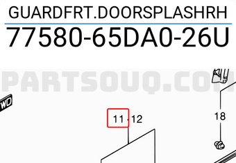 Suzuki 7758065DA026U GUARDFRT.DOORSPLASHRH