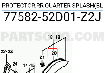 Suzuki 7758252D01Z2J PROTECTOR,RR QUARTER SPLASH(BL