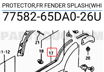 Suzuki 7758265DA026U PROTECTOR,FR FENDER SPLASH(WHI