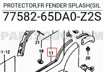 Suzuki 7758265DA0Z2S PROTECTOR,FR FENDER SPLASH(SIL