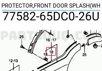 Suzuki 7758265DC026U PROTECTOR,FRONT DOOR SPLASH(WH