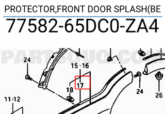 Suzuki 7758265DC0ZA4 PROTECTOR,FRONT DOOR SPLASH(BE