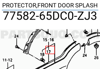 Suzuki 7758265DC0ZJ3 PROTECTOR,FRONT DOOR SPLASH