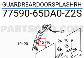 Suzuki 7759065DA0Z2S GUARDREARDOORSPLASHRH