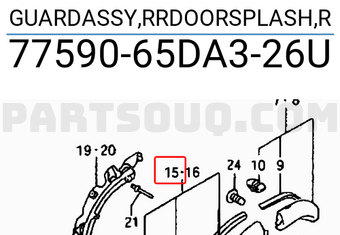 Suzuki 7759065DA326U GUARDASSY,RRDOORSPLASH,R