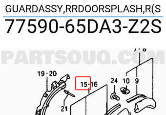 Suzuki 7759065DA3Z2S GUARDASSY,RRDOORSPLASH,R(S