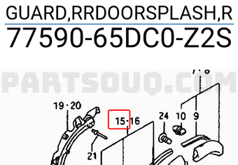 Suzuki 7759065DC0Z2S GUARD,RRDOORSPLASH,R