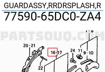 Suzuki 7759065DC0ZA4 GUARDASSY,RRDRSPLASH,R