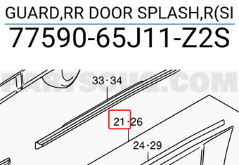 Suzuki 7759065J11Z2S GUARD,RR DOOR SPLASH,R(SI