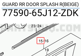 Suzuki 7759065J12ZDK GUARD RR DOOR SPLASH R(BEIGE)