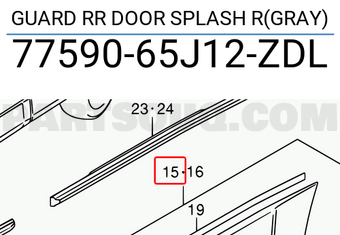 Suzuki 7759065J12ZDL GUARD RR DOOR SPLASH R(GRAY)