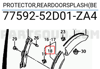 Suzuki 7759252D01ZA4 PROTECTOR,REARDOORSPLASH(BE