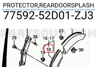 Suzuki 7759252D01ZJ3 PROTECTOR,REARDOORSPLASH