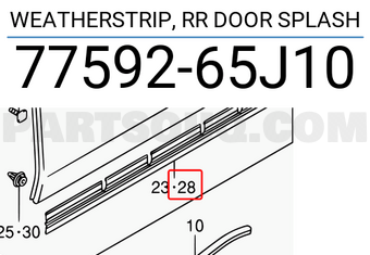 Suzuki 7759265J10 WEATHERSTRIP, RR DOOR SPLASH