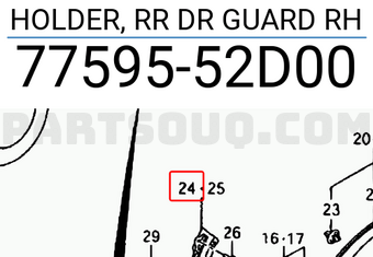 Suzuki 7759552D00 HOLDER, RR DR GUARD RH