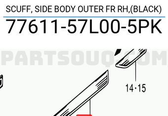 Suzuki 7761157L005PK SCUFF, SIDE BODY OUTER FR RH,(BLACK)