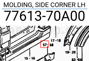 Suzuki 7761370A00 MOLDING, SIDE CORNER LH