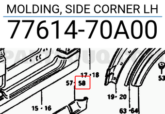 Suzuki 7761470A00 MOLDING, SIDE CORNER LH