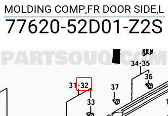 Suzuki 7762052D01Z2S MOLDING COMP,FR DOOR SIDE,L