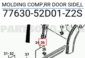 Suzuki 7763052D01Z2S MOLDING COMP,RR DOOR SIDE,L