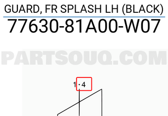 Suzuki 7763081A00W07 GUARD, FR SPLASH LH (BLACK)