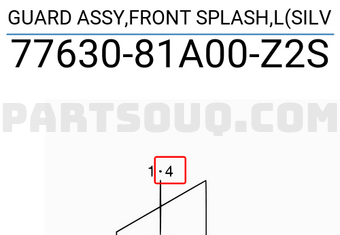 Suzuki 7763081A00Z2S GUARD ASSY,FRONT SPLASH,L(SILV