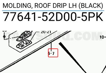 Suzuki 7764152D005PK MOLDING, ROOF DRIP LH (BLACK)
