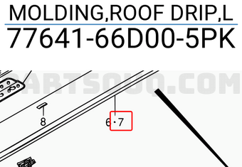 Suzuki 7764166D005PK MOLDING,ROOF DRIP,L
