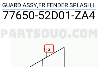 Suzuki 7765052D01ZA4 GUARD ASSY,FR FENDER SPLASH,L