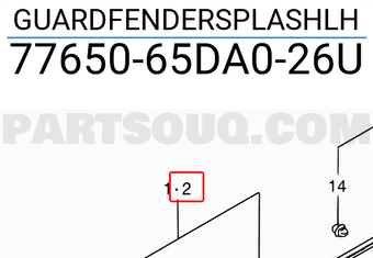 Suzuki 7765065DA026U GUARDFENDERSPLASHLH