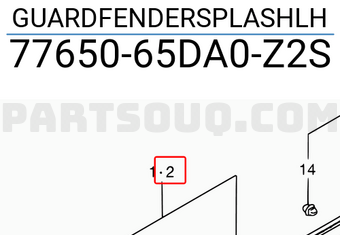 Suzuki 7765065DA0Z2S GUARDFENDERSPLASHLH