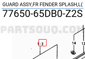 Suzuki 7765065DB0Z2S GUARD ASSY,FR FENDER SPLASH,L