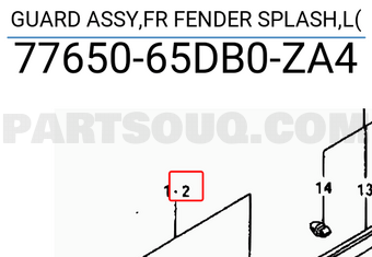 Suzuki 7765065DB0ZA4 GUARD ASSY,FR FENDER SPLASH,L
